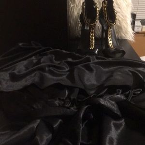 Black off the shoulder dress silk very sexy.